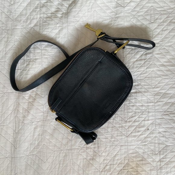 Fossil Black Elle Crossbody Bag Animal Print Cow Hide - Picture 3 of 11